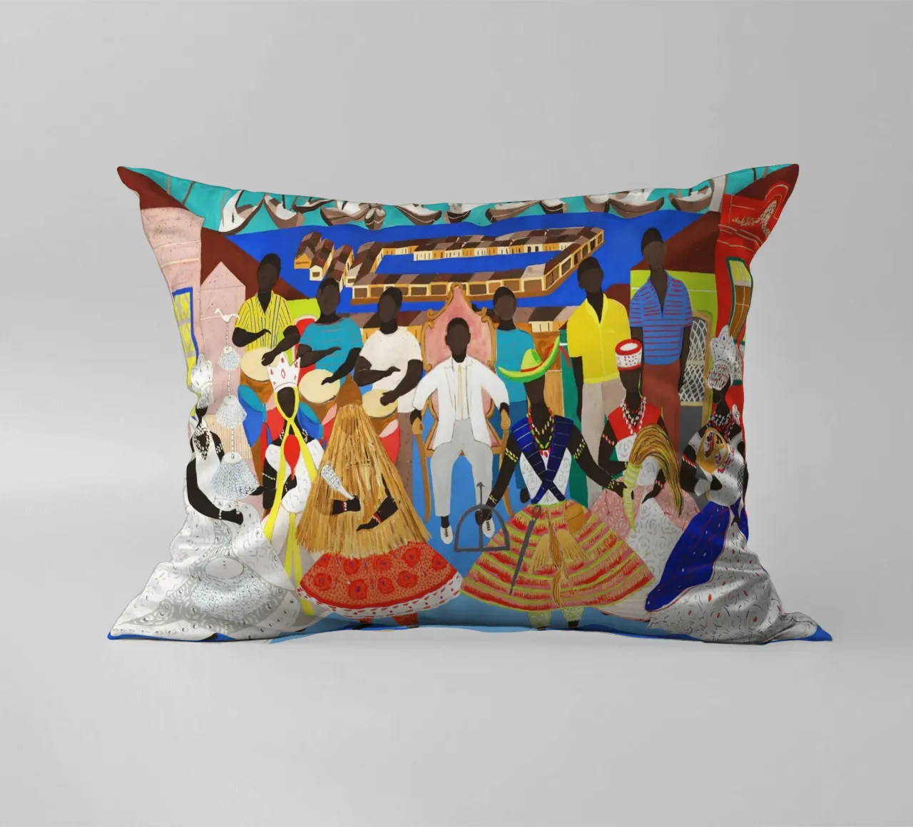 Candomblé (Study for Wall Painting) by Djanira da Motta e Si decorative cushion by Classic Art Prints