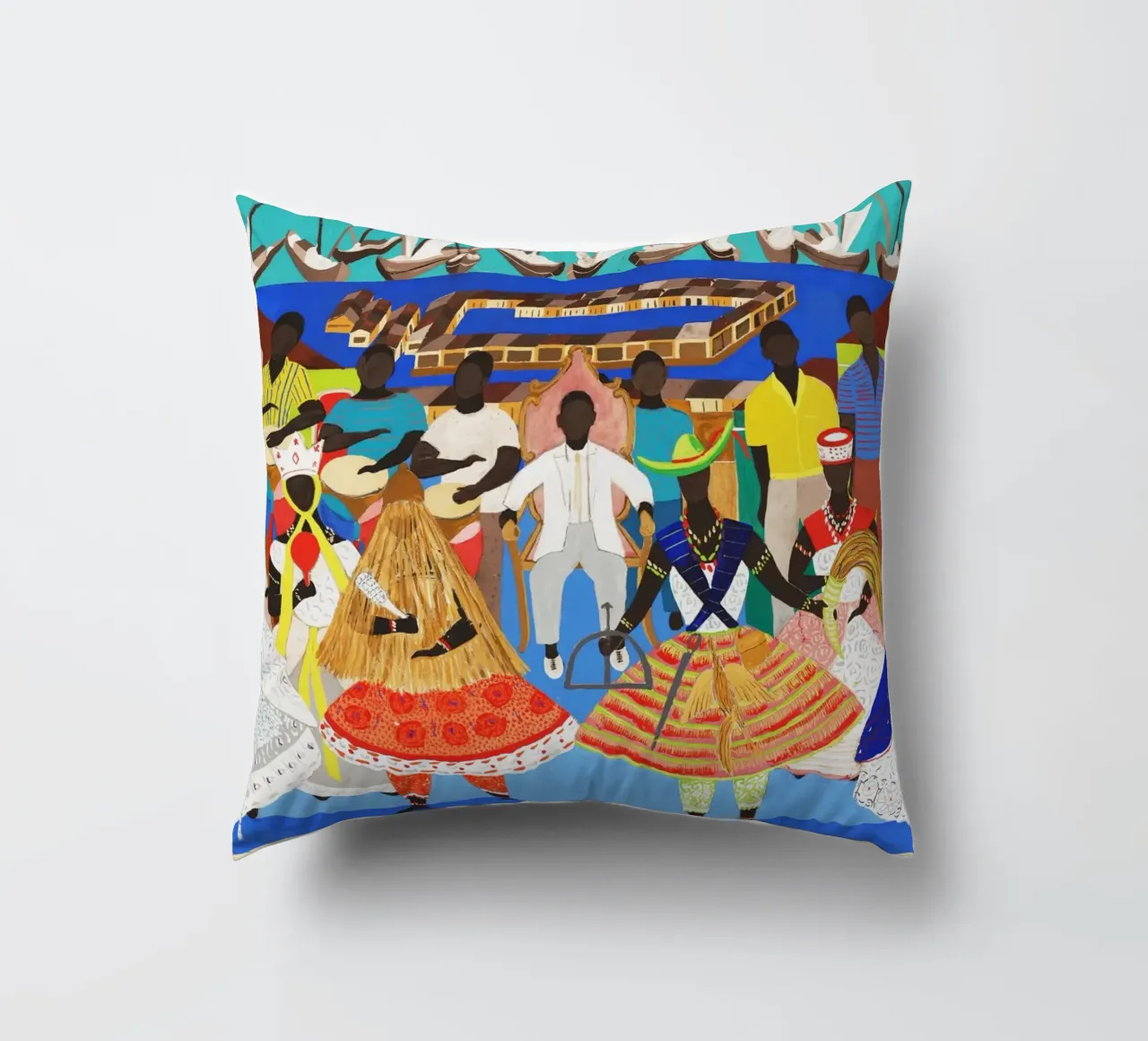 Candomblé (Study for Wall Painting) by Djanira da Motta e Si decorative cushion by Classic Art Prints