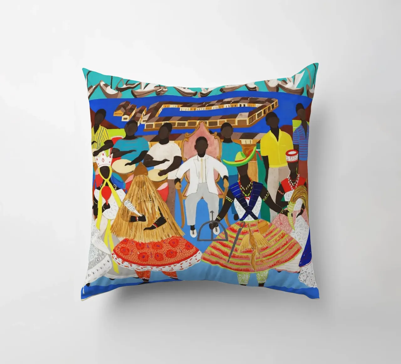 Candomblé (Study for Wall Painting) by Djanira da Motta e Si decorative cushion by Classic Art Prints