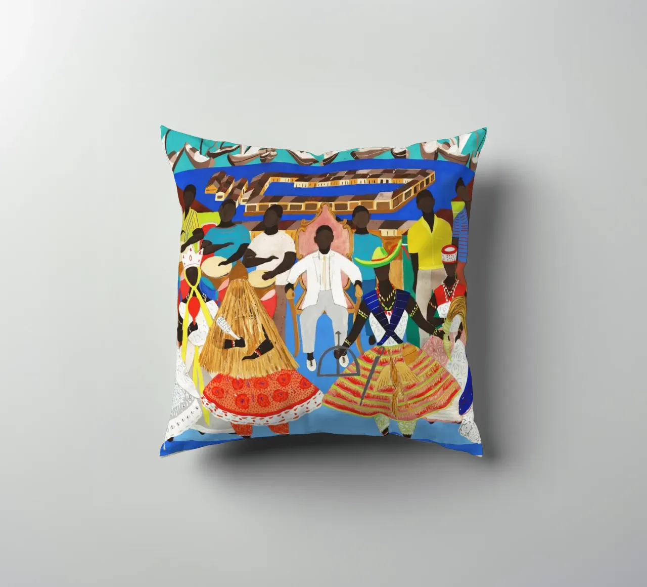 Candomblé (Study for Wall Painting) by Djanira da Motta e Si decorative cushion by Classic Art Prints