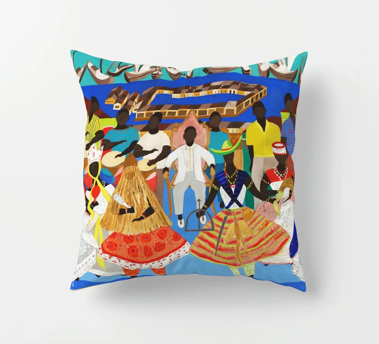 Candomblé (Study for Wall Painting) by Djanira da Motta e Si decorative cushion by Classic Art Prints
