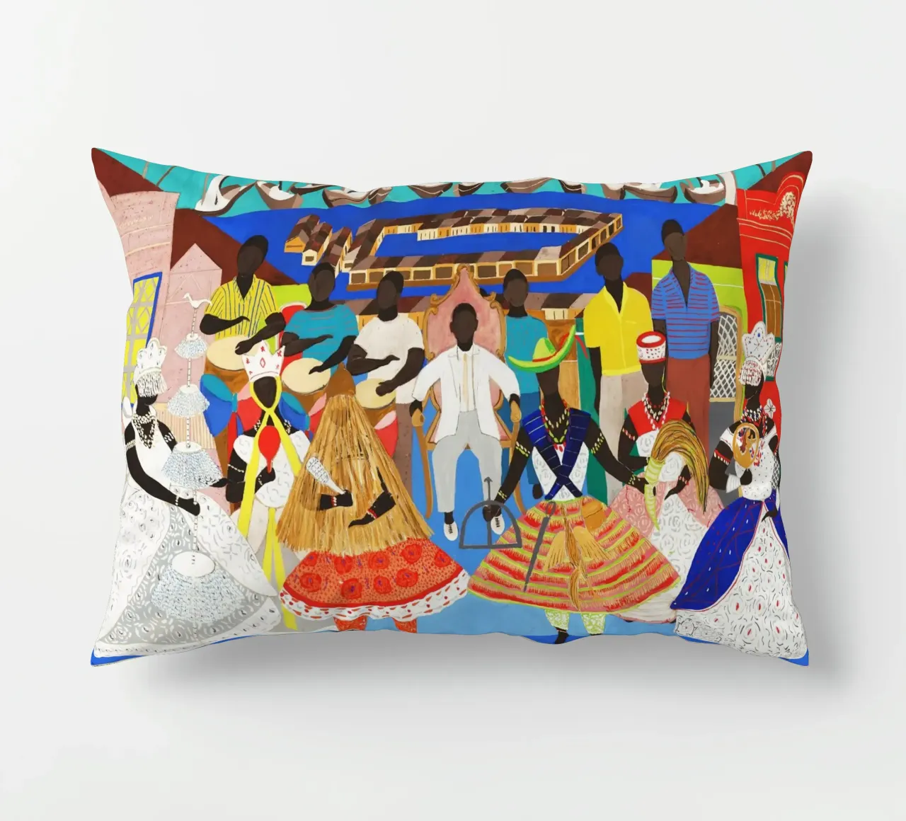 Candomblé (Study for Wall Painting) by Djanira da Motta e Si decorative cushion by Classic Art Prints