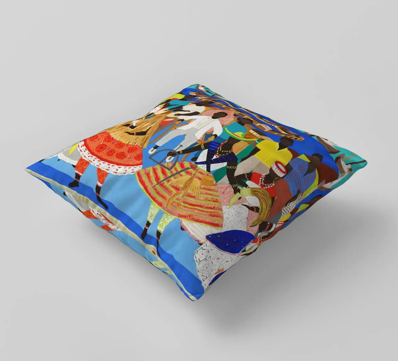 Candomblé (Study for Wall Painting) by Djanira da Motta e Si decorative cushion by Classic Art Prints