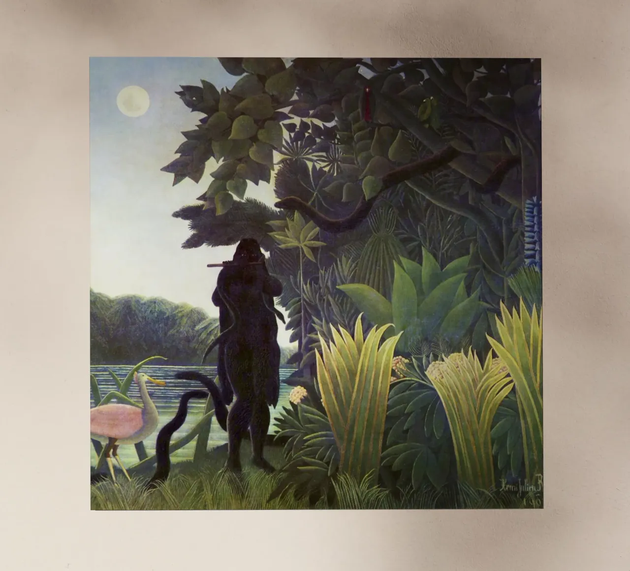 L'incantatore di serpenti (1907) di Henri Rousseau pellicola backlit da Venus Art