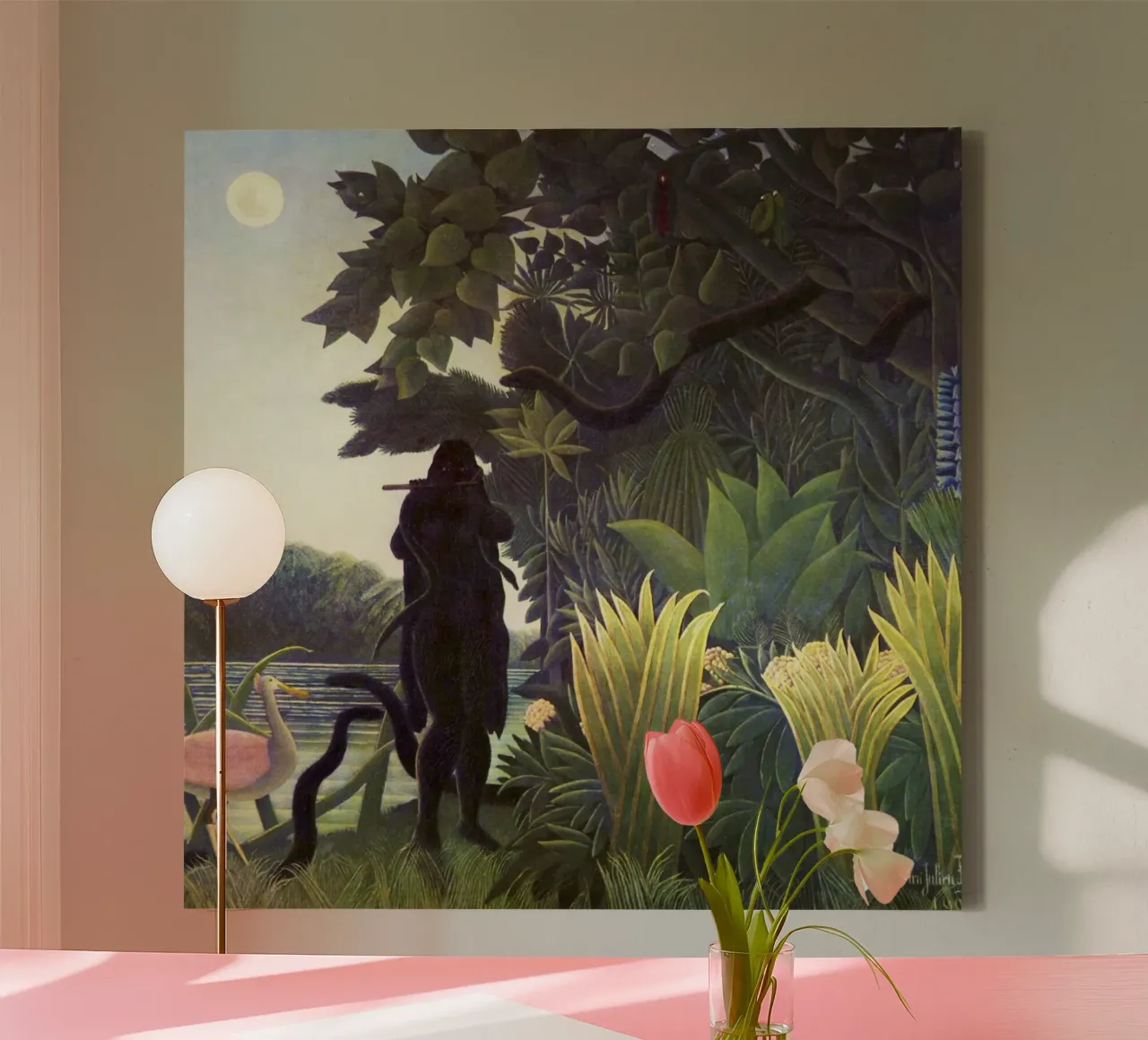 Der Schlangenbeschwörer (1907) von Henri Rousseau Leinwand mit Schattenfugenrahmen von Venus Art