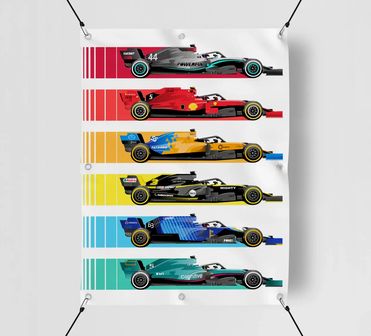 Auto da corsa di Formula telo in pvc da Mariel Toigo