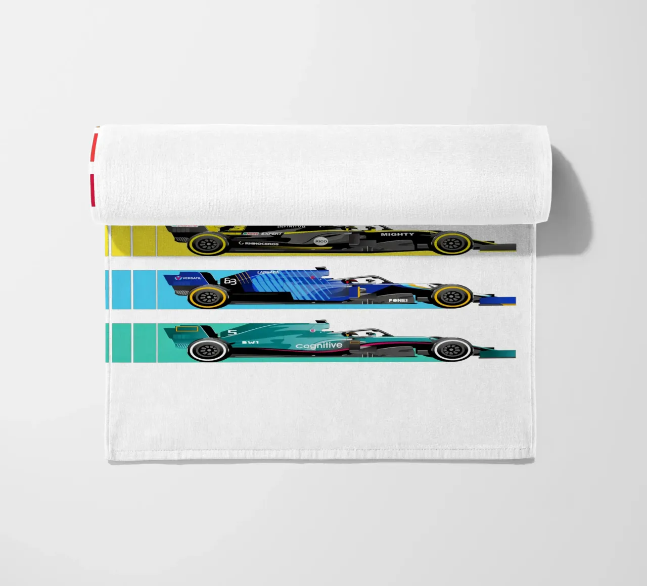 Auto da corsa di Formula telo mare da Mariel Toigo