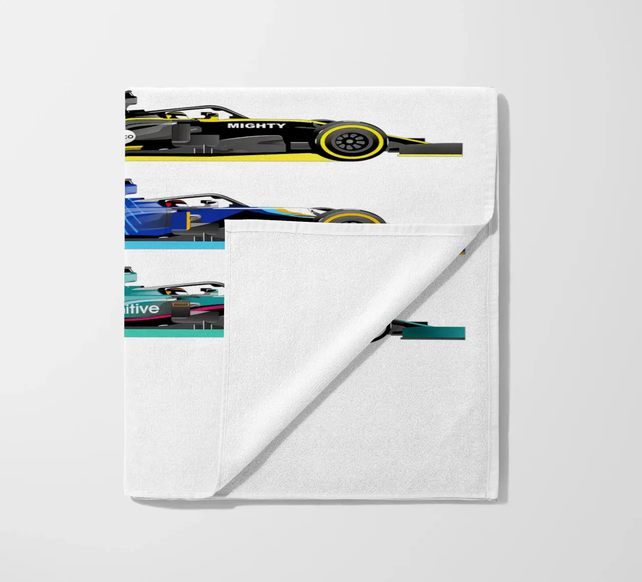 Auto da corsa di Formula telo mare da Mariel Toigo