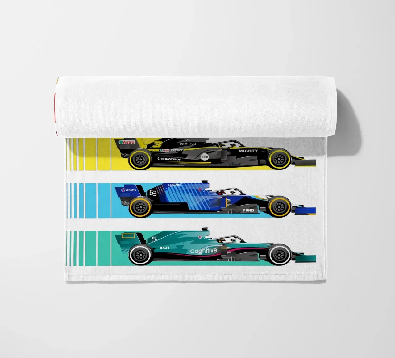 Auto da corsa di Formula telo mare da Mariel Toigo