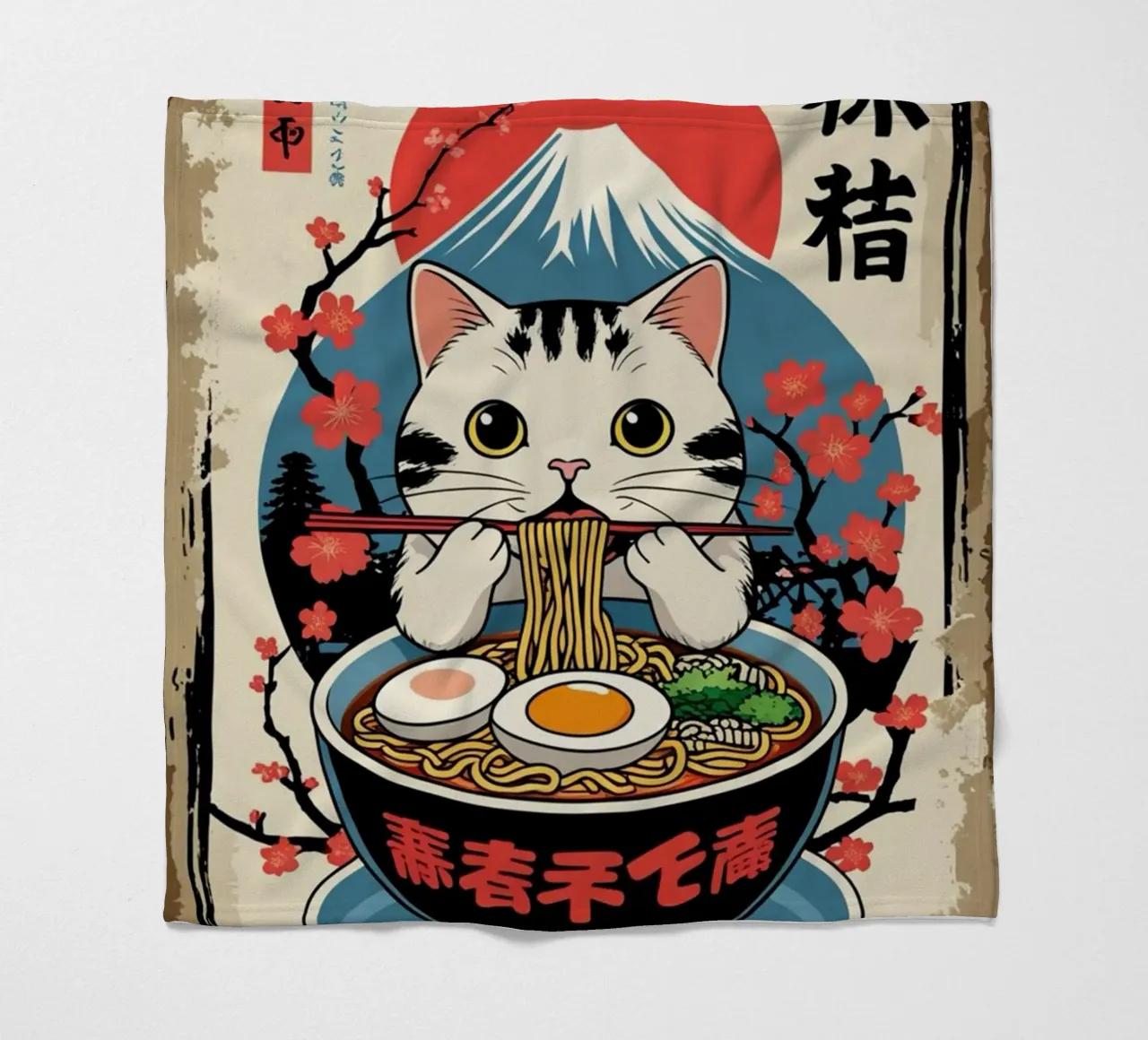 I Love Ramen fleece blanket by cosmos studio
