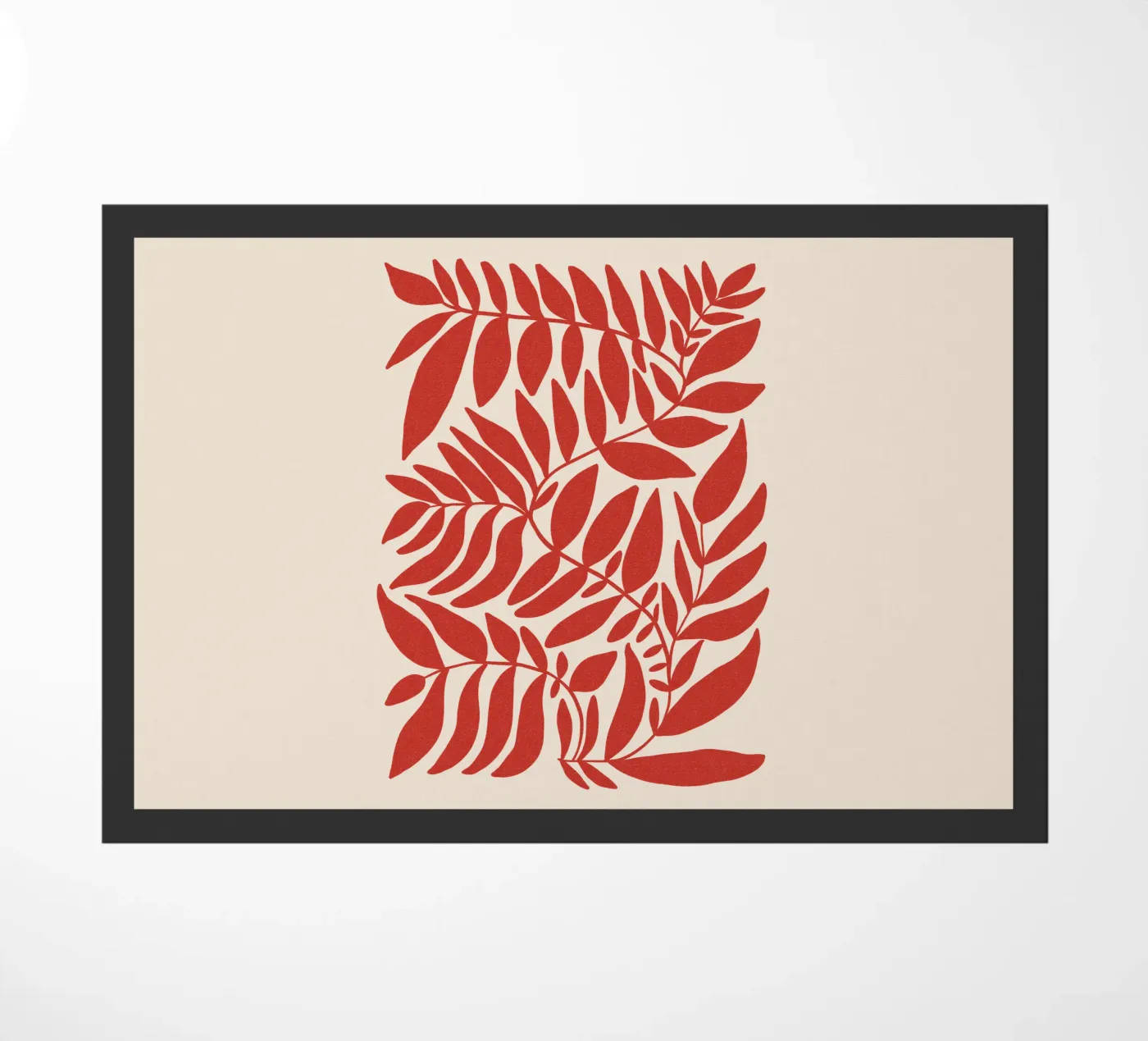 Leafy red deurmat van TijanaArtStudio88