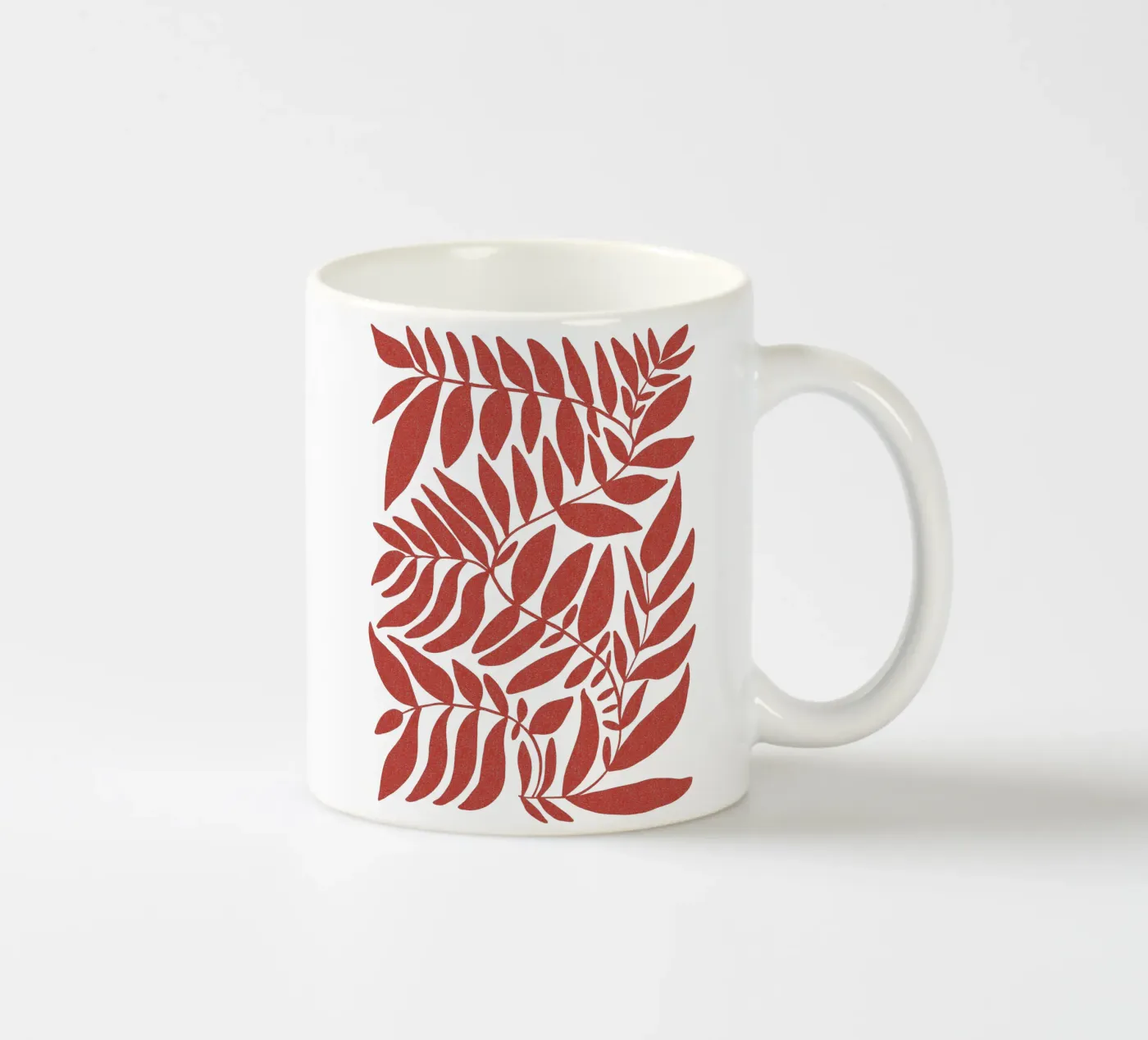 Leafy red ceramic mug by TijanaArtStudio88