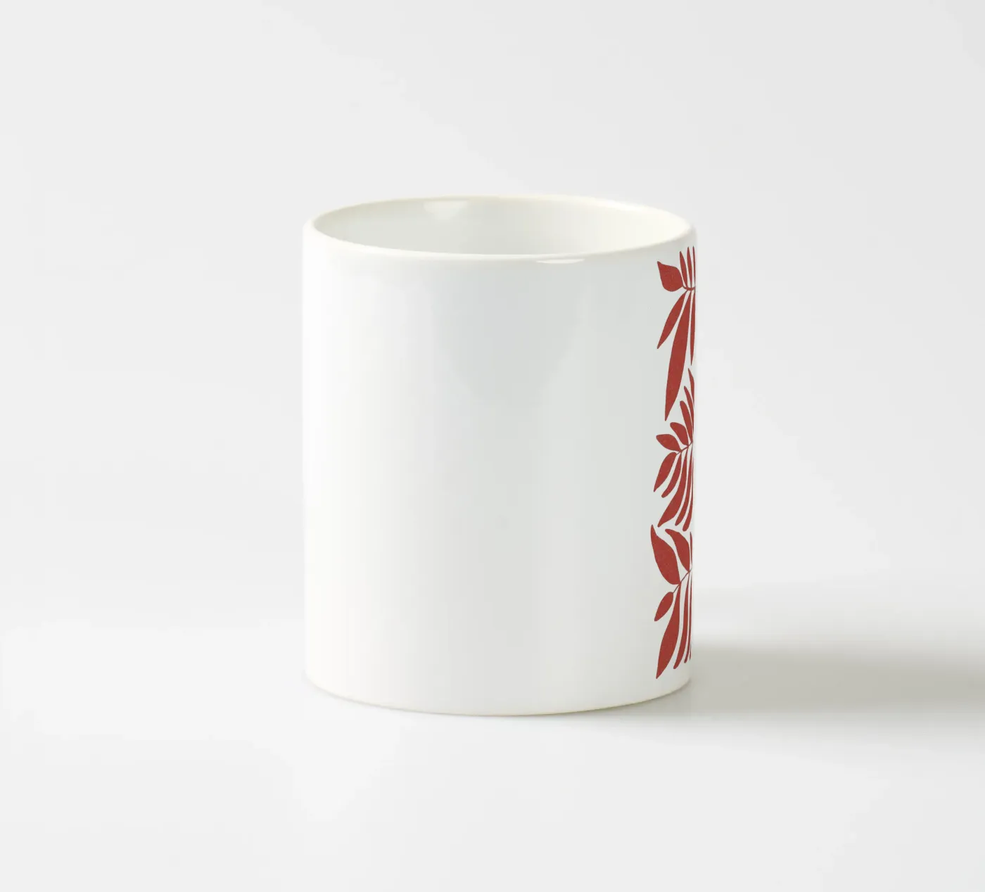 Leafy red ceramic mug by TijanaArtStudio88