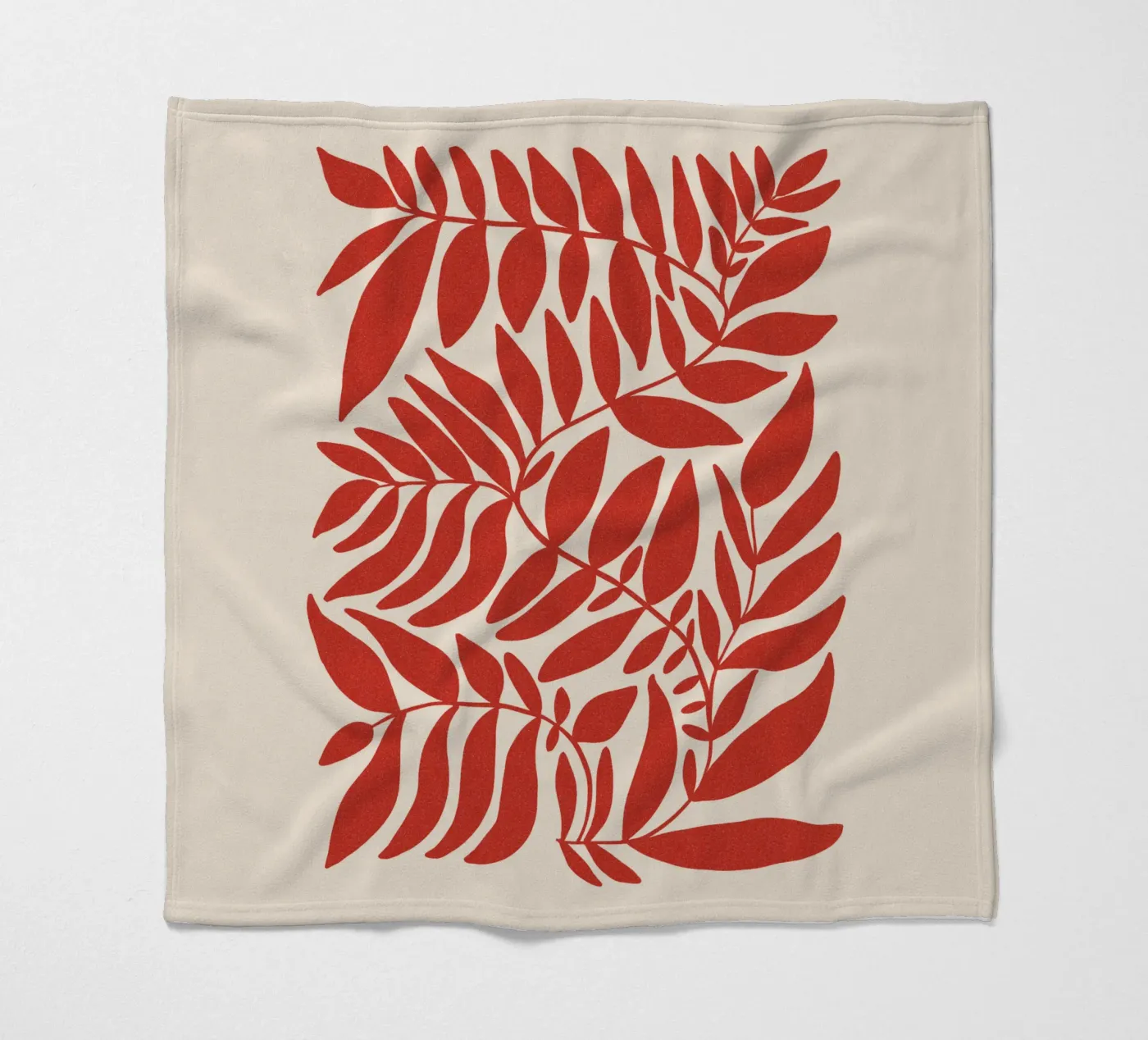 Leafy red fleecedeken van TijanaArtStudio88