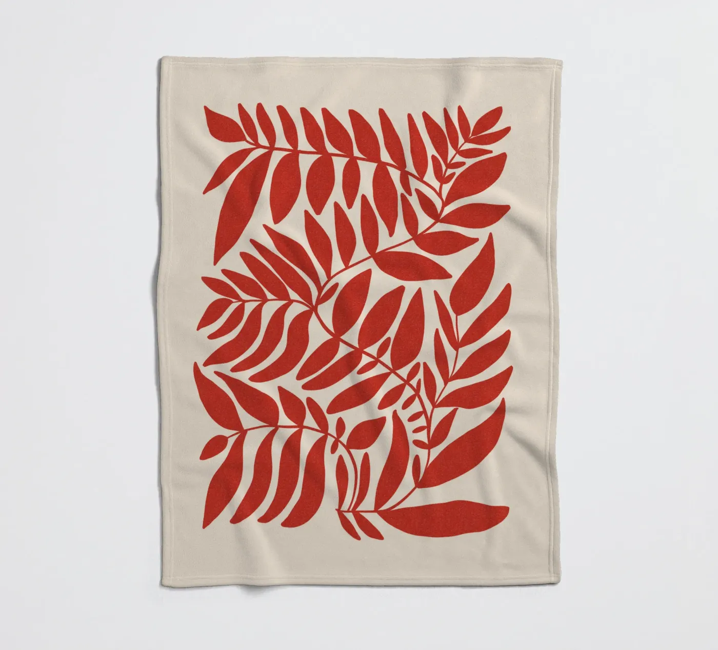 Leafy red fleecedeken van TijanaArtStudio88