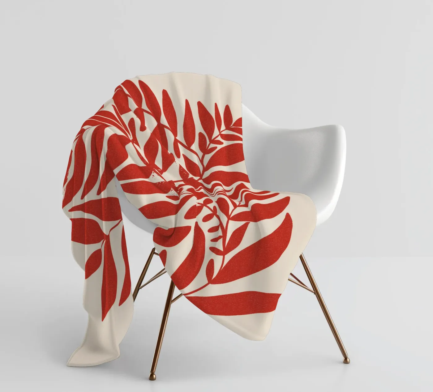 Leafy red fleecedeken van TijanaArtStudio88