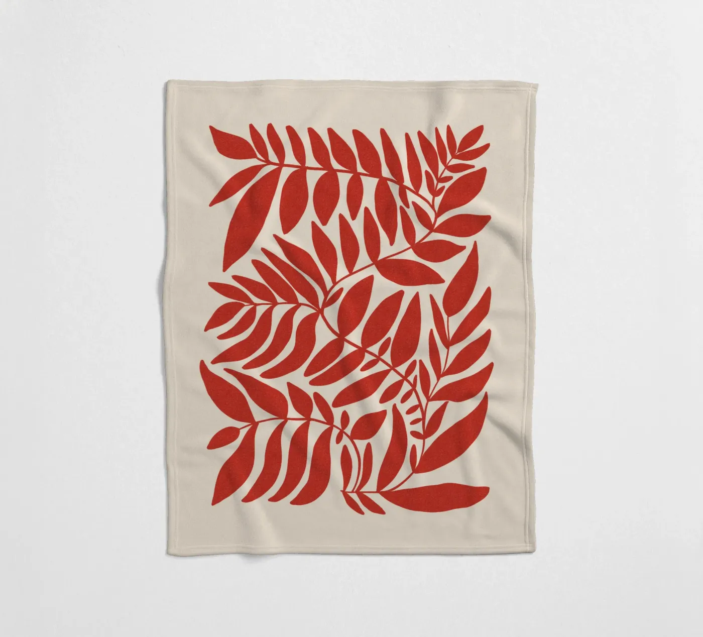 Leafy red fleecedeken van TijanaArtStudio88