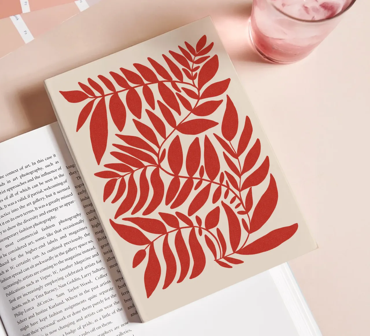Leafy red notebook by TijanaArtStudio88
