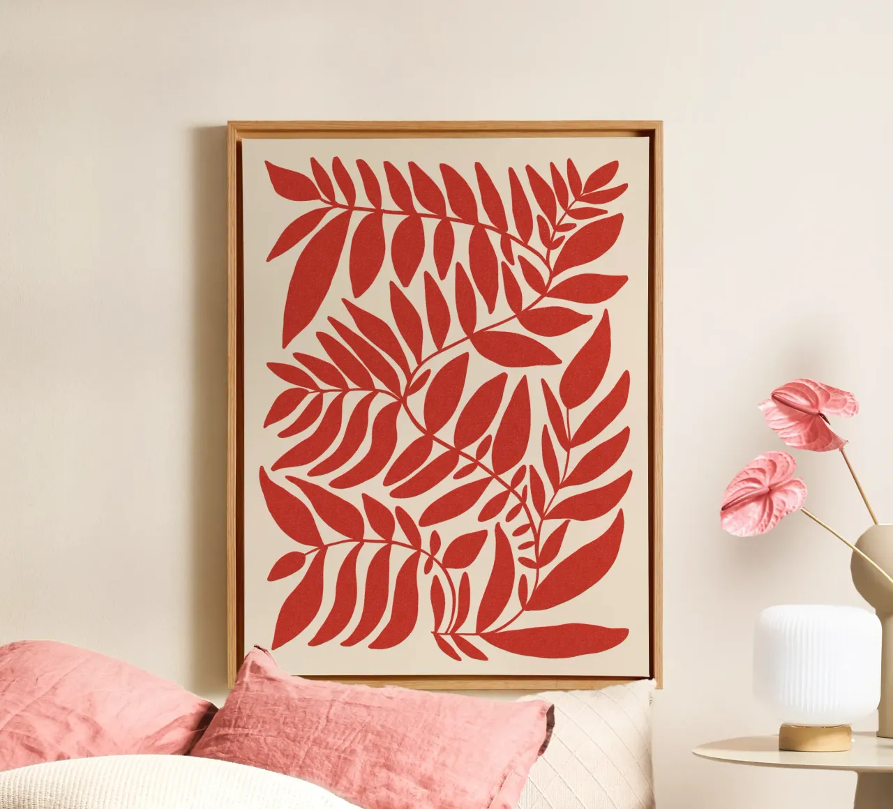 Leafy red tela con Cornice a cassetta da TijanaArtStudio88