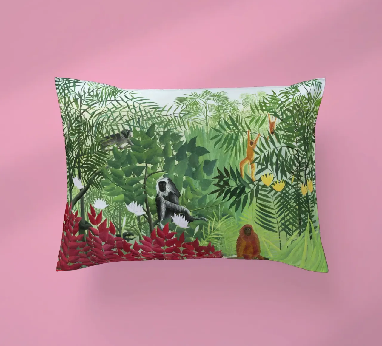 Foresta tropicale con scimmie (1910) di Henri Rousseau cuscino da Venus Art