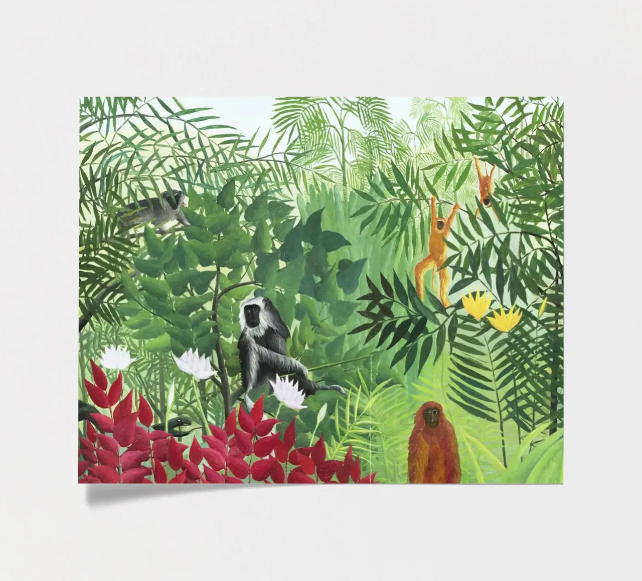 Foresta tropicale con scimmie (1910) di Henri Rousseau foglio adesivo da Venus Art