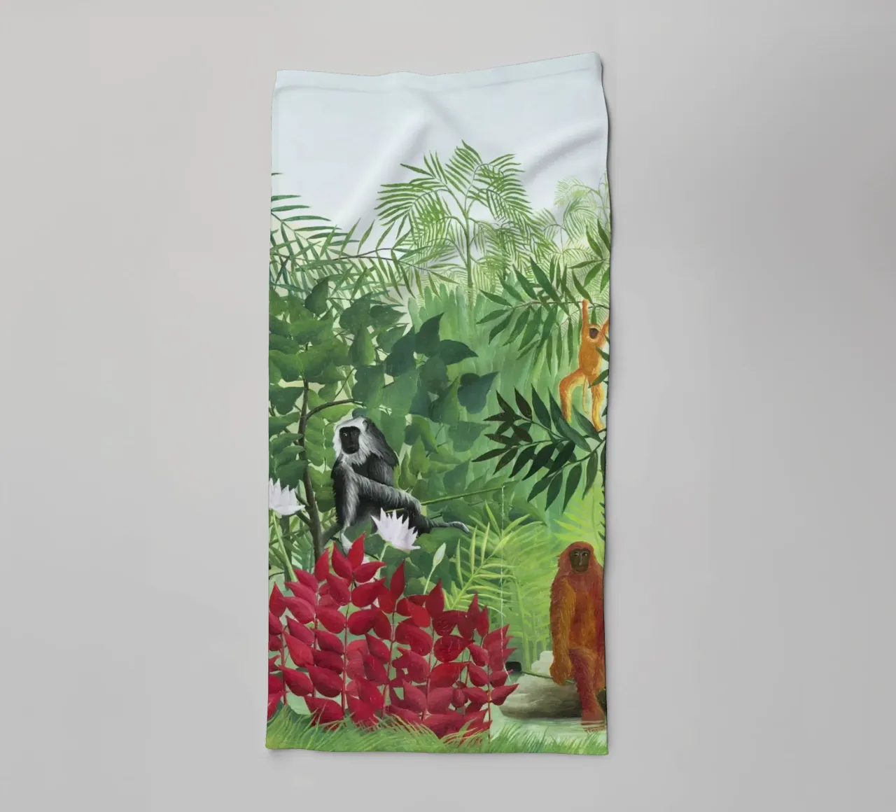 Foresta tropicale con scimmie (1910) di Henri Rousseau asciugamano da bagno da Venus Art