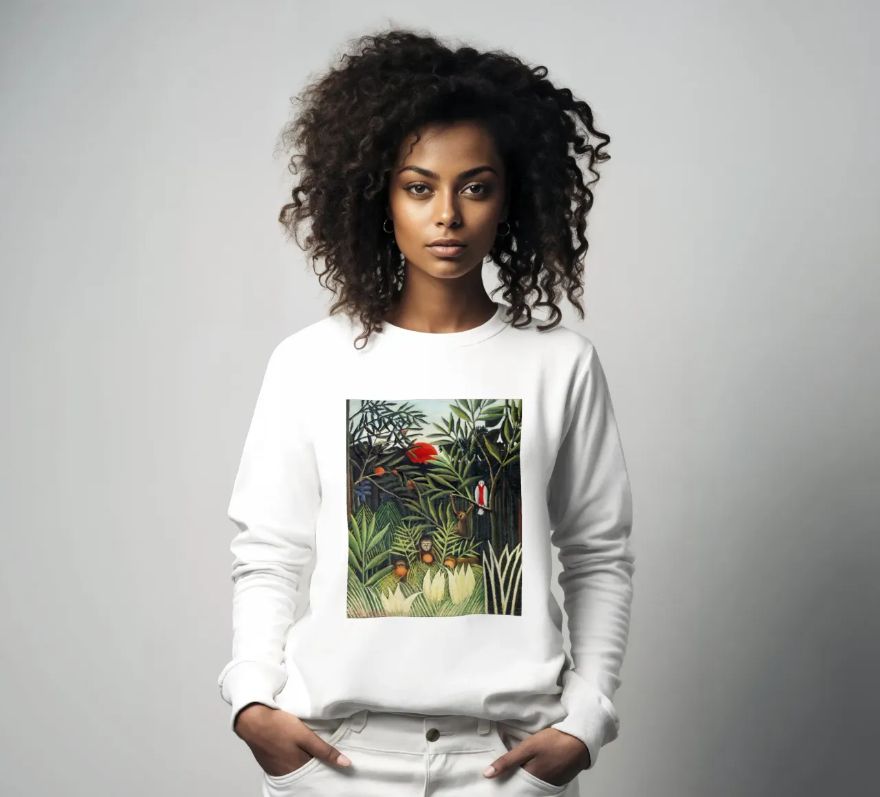 Scimmie e pappagalli nella foresta vergine di Henri Rousseau felpa da Venus Art