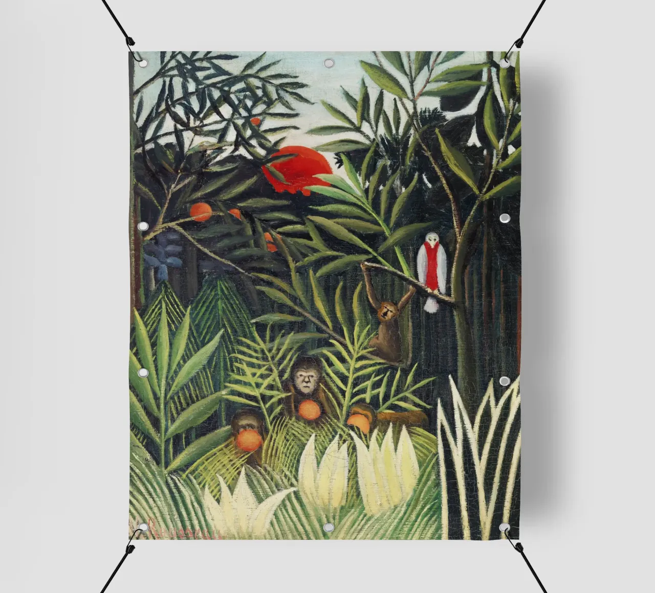 Scimmie e pappagalli nella foresta vergine di Henri Rousseau telo in pvc da Venus Art
