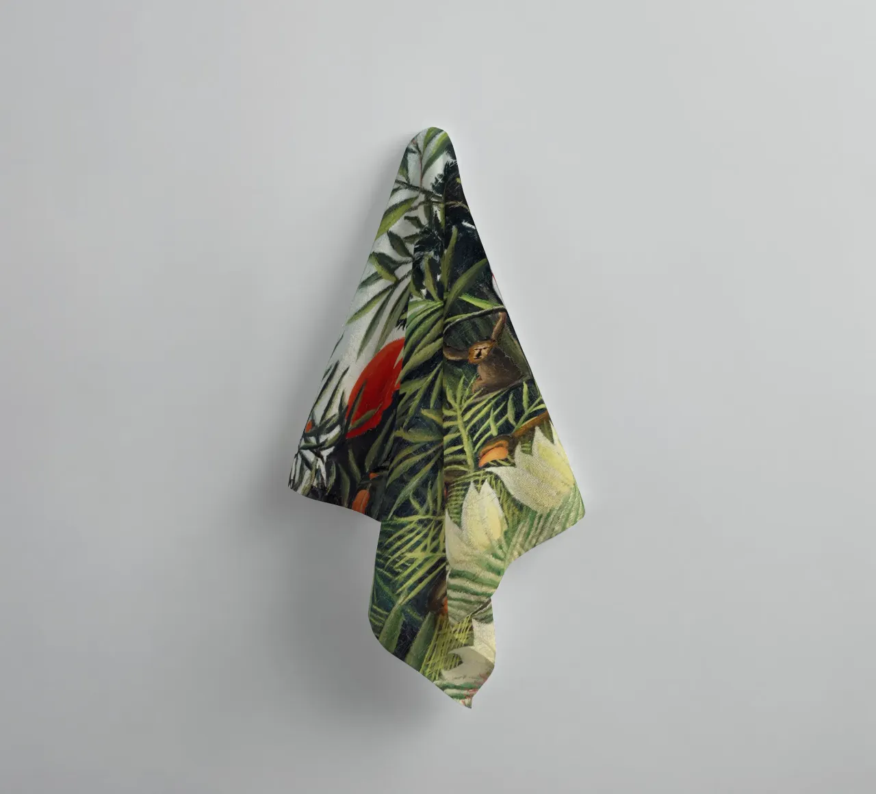 Monkeys and Parrot in the Virgin Forest by Henri Rousseau towel by Venus Art