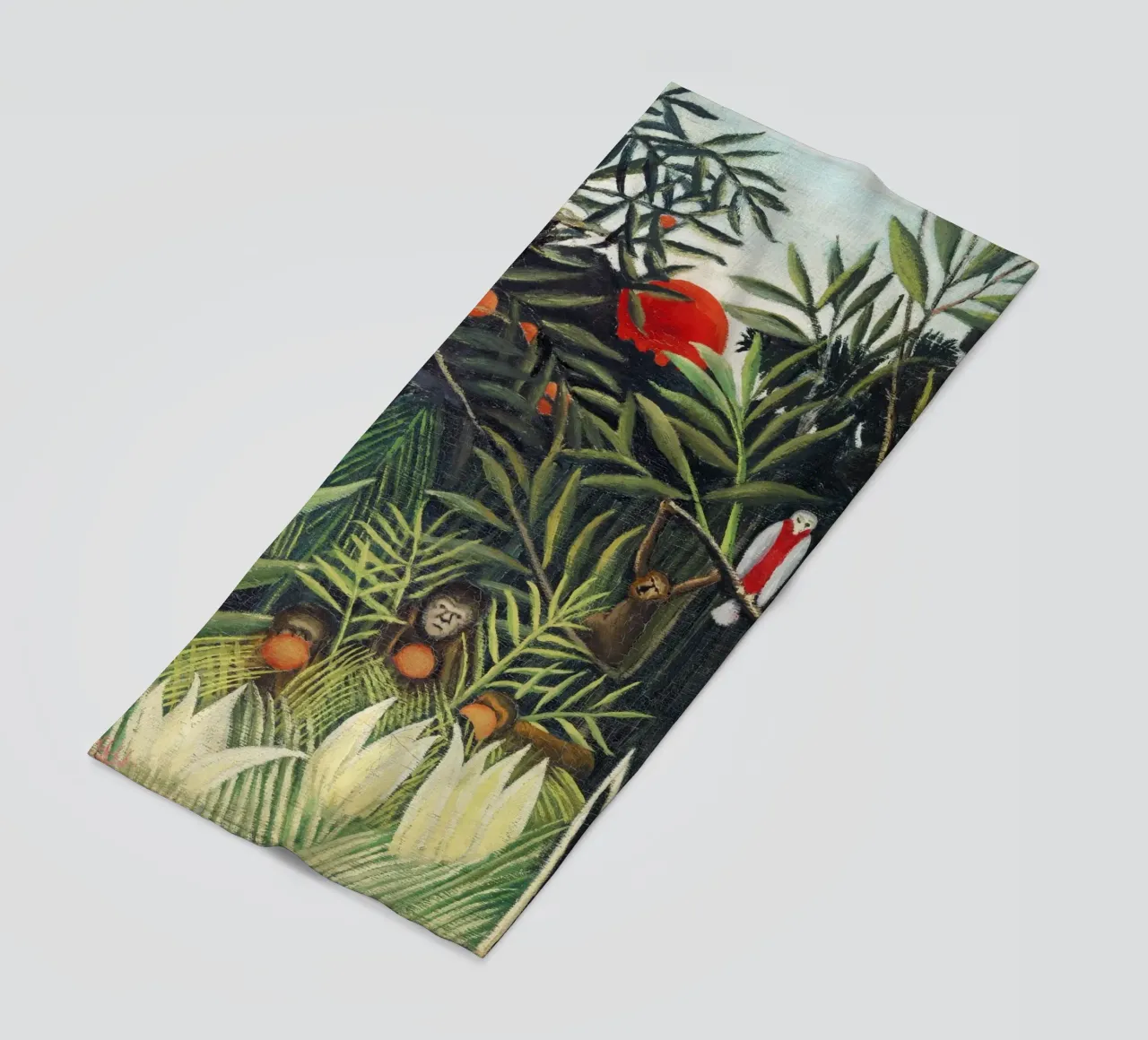 Scimmie e pappagalli nella foresta vergine di Henri Rousseau telo mare da Venus Art