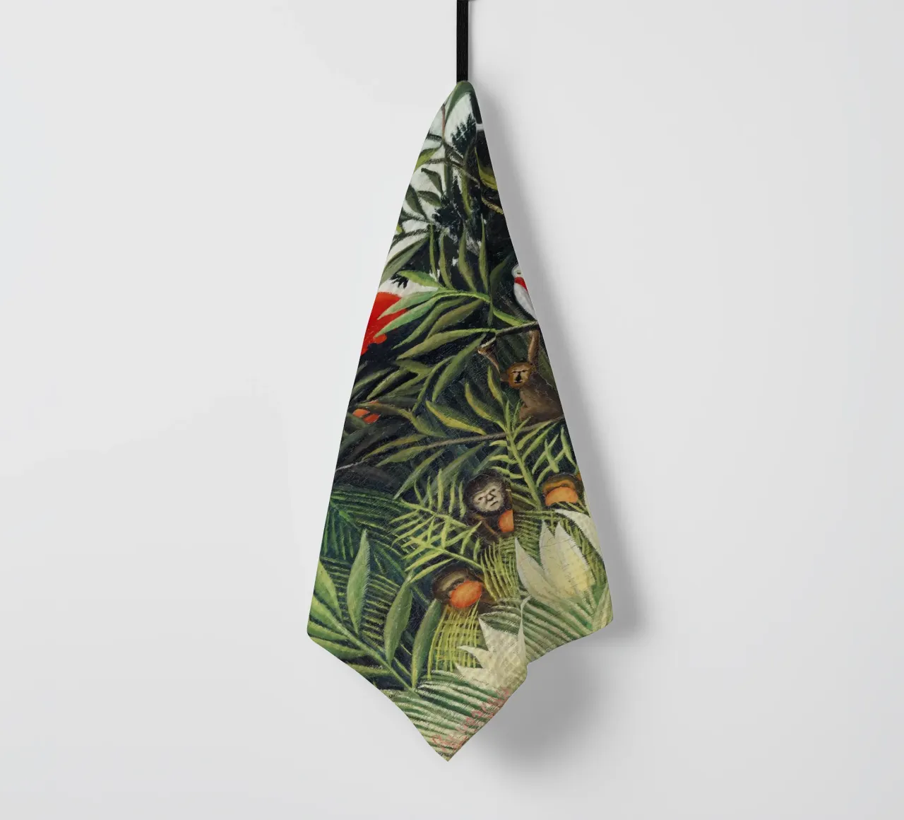 Scimmie e pappagalli nella foresta vergine di Henri Rousseau canovaccio da cucina da Venus Art