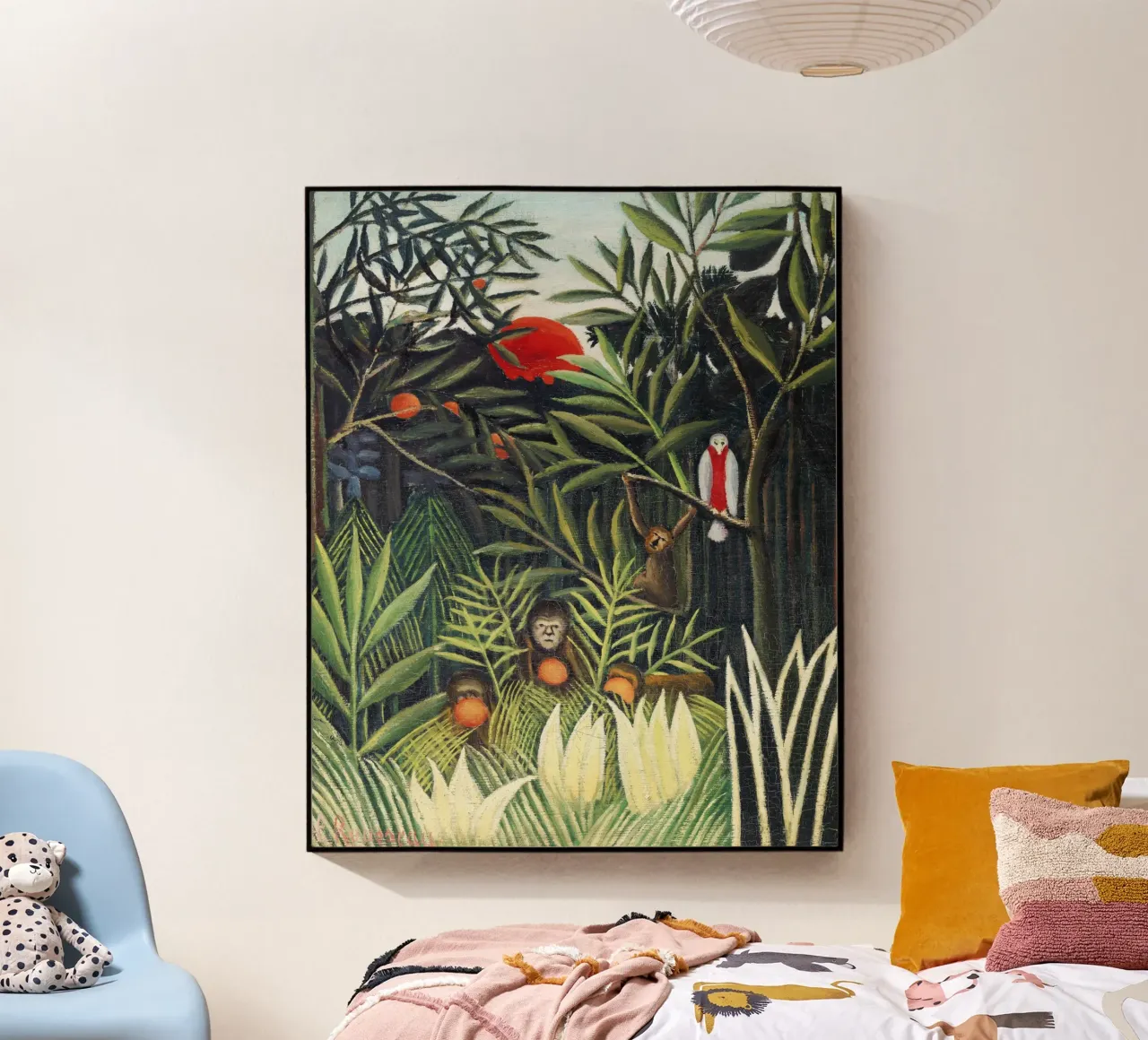 Scimmie e pappagalli nella foresta vergine di Henri Rousseau plexiglass da Venus Art