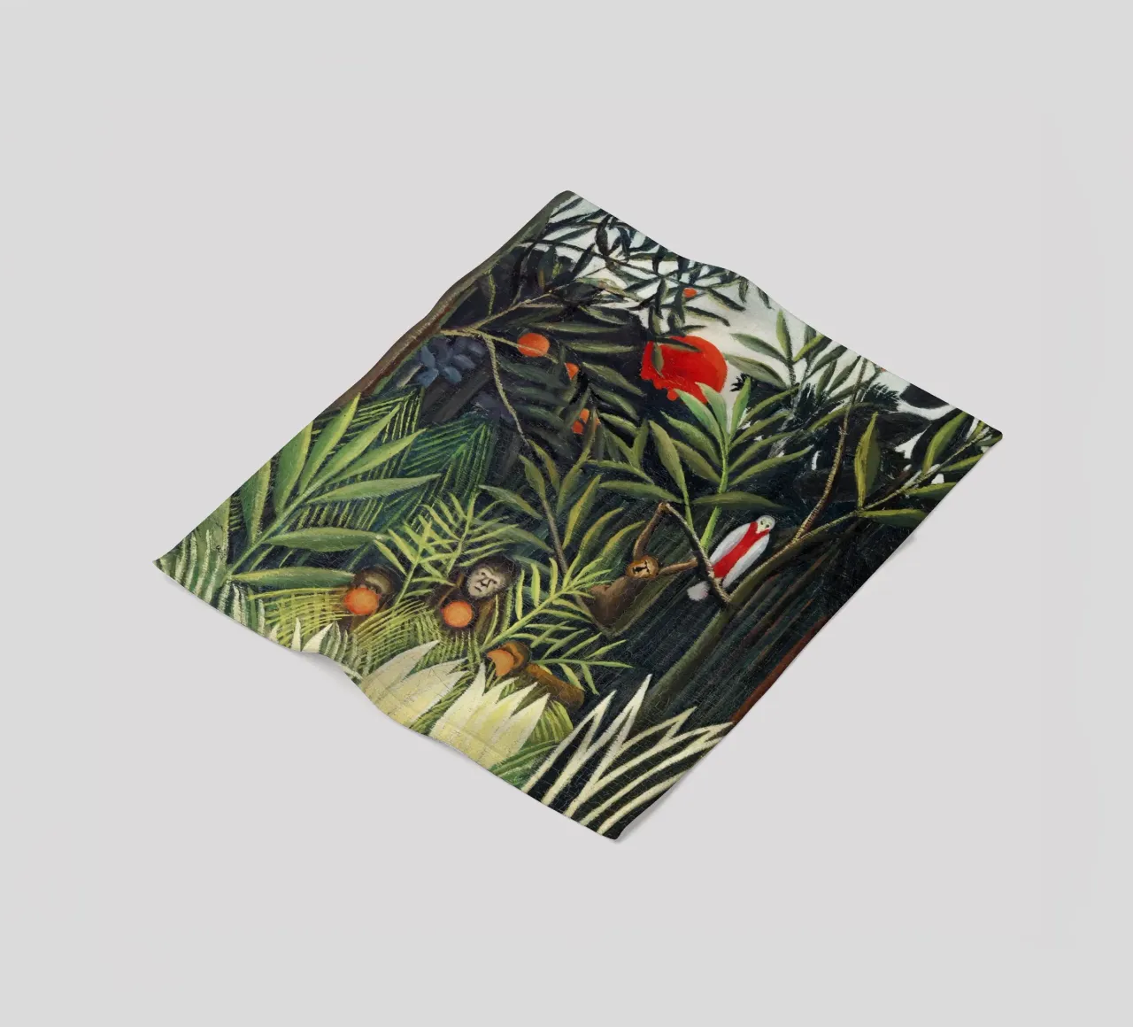 Scimmie e pappagalli nella foresta vergine di Henri Rousseau coperta in pile da Venus Art