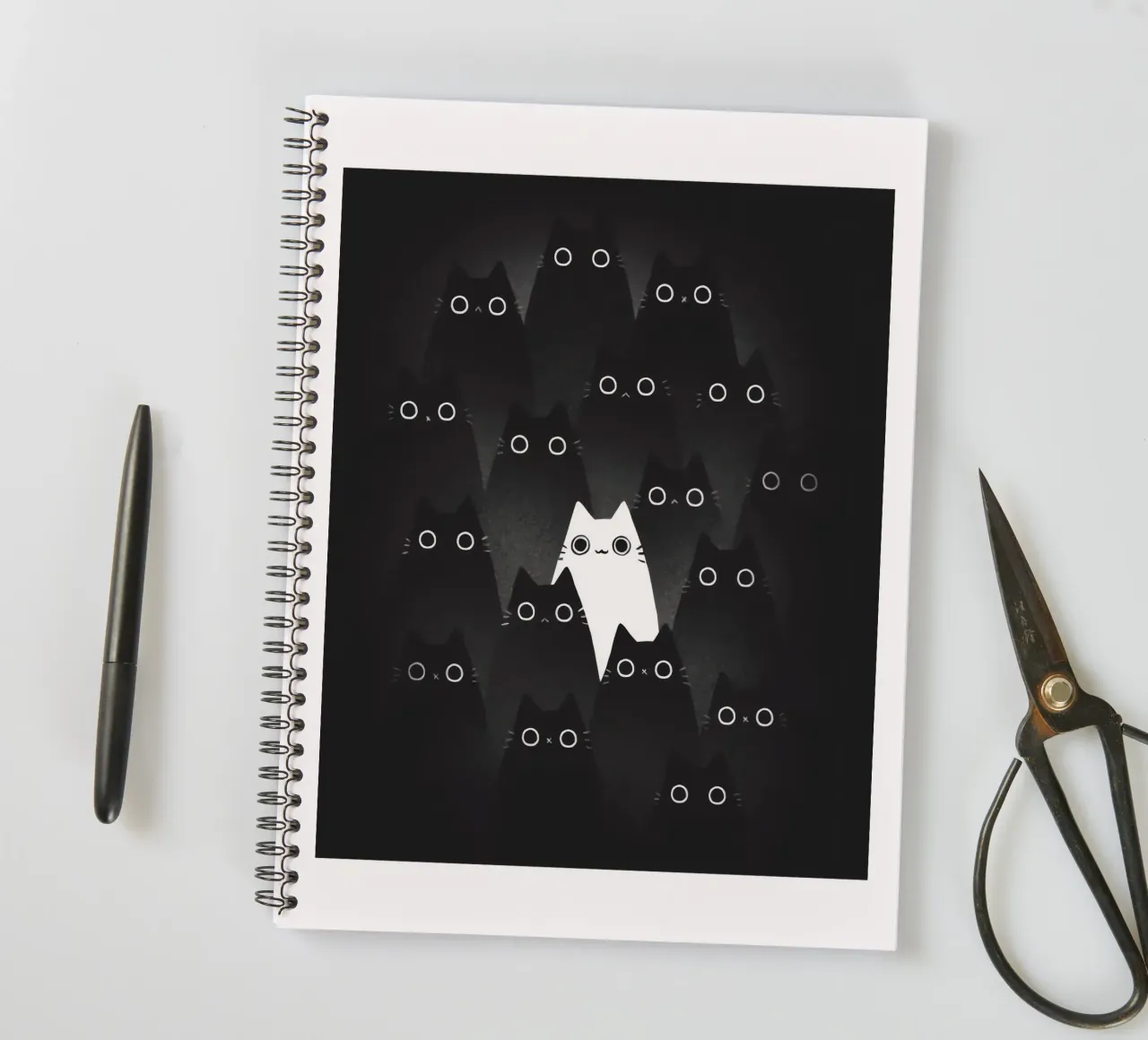 Un groupe de chat noir carnet à spirale de Manuela