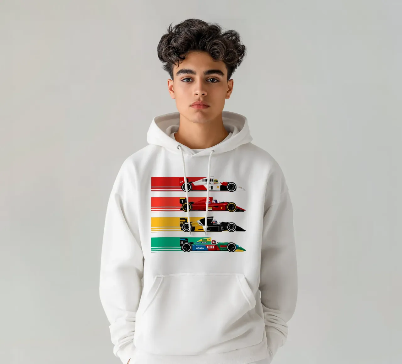 Auto da corsa di Formula retrò felpa con cappuccio da Mariel Toigo