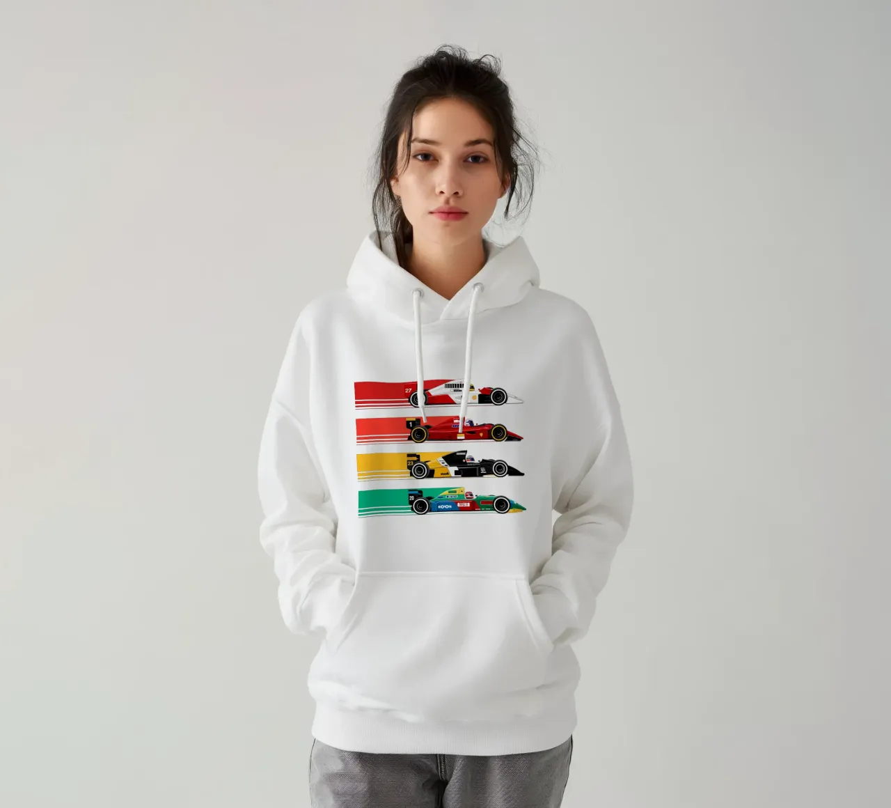 Auto da corsa di Formula retrò felpa con cappuccio da Mariel Toigo