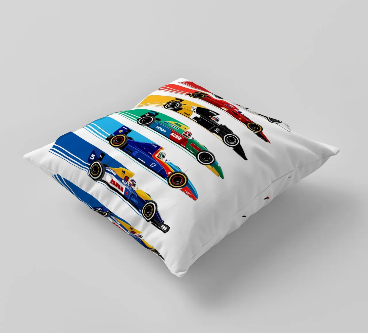 Auto da corsa di Formula retrò cuscino da Mariel Toigo