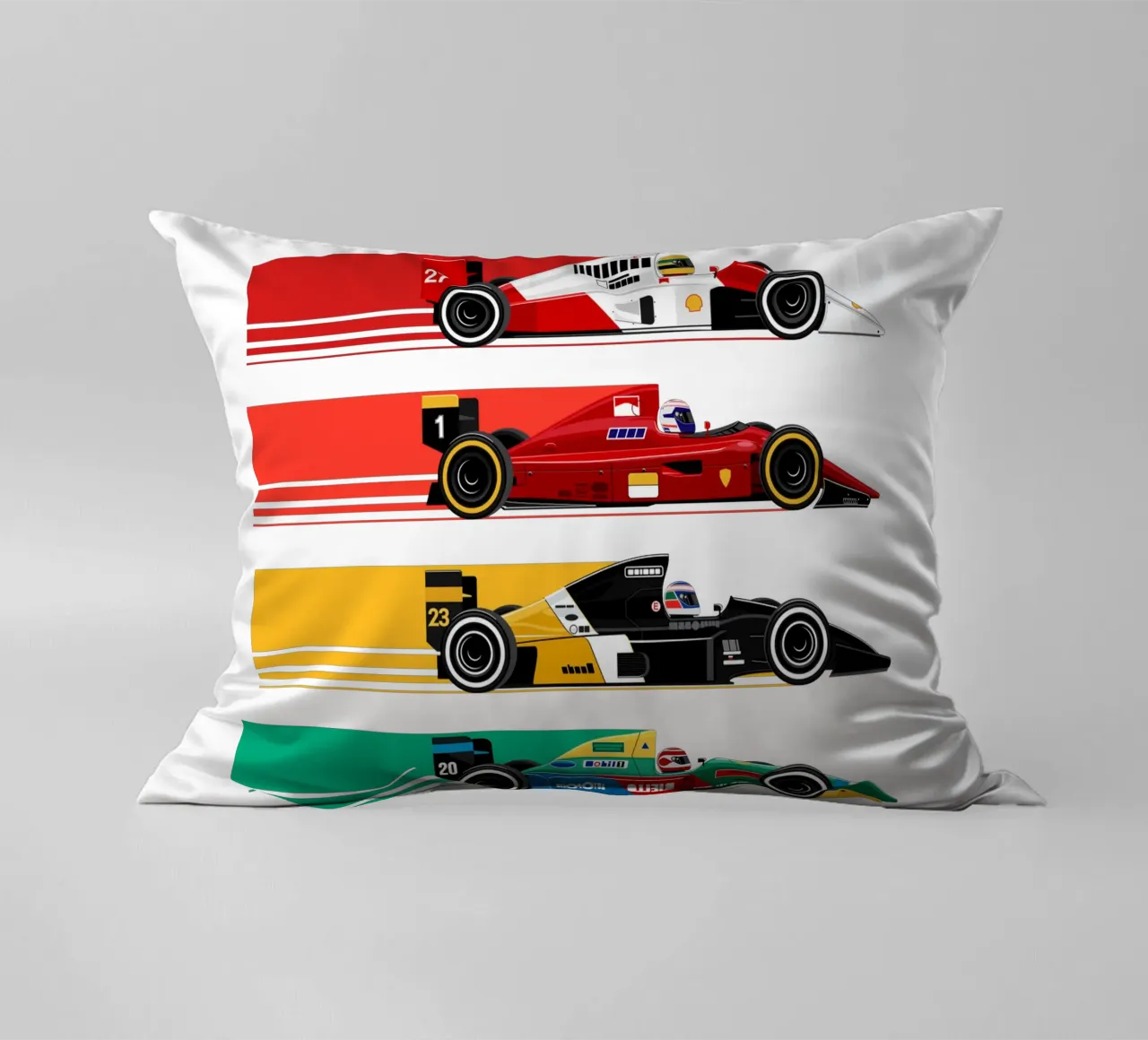 Auto da corsa di Formula retrò cuscino da Mariel Toigo