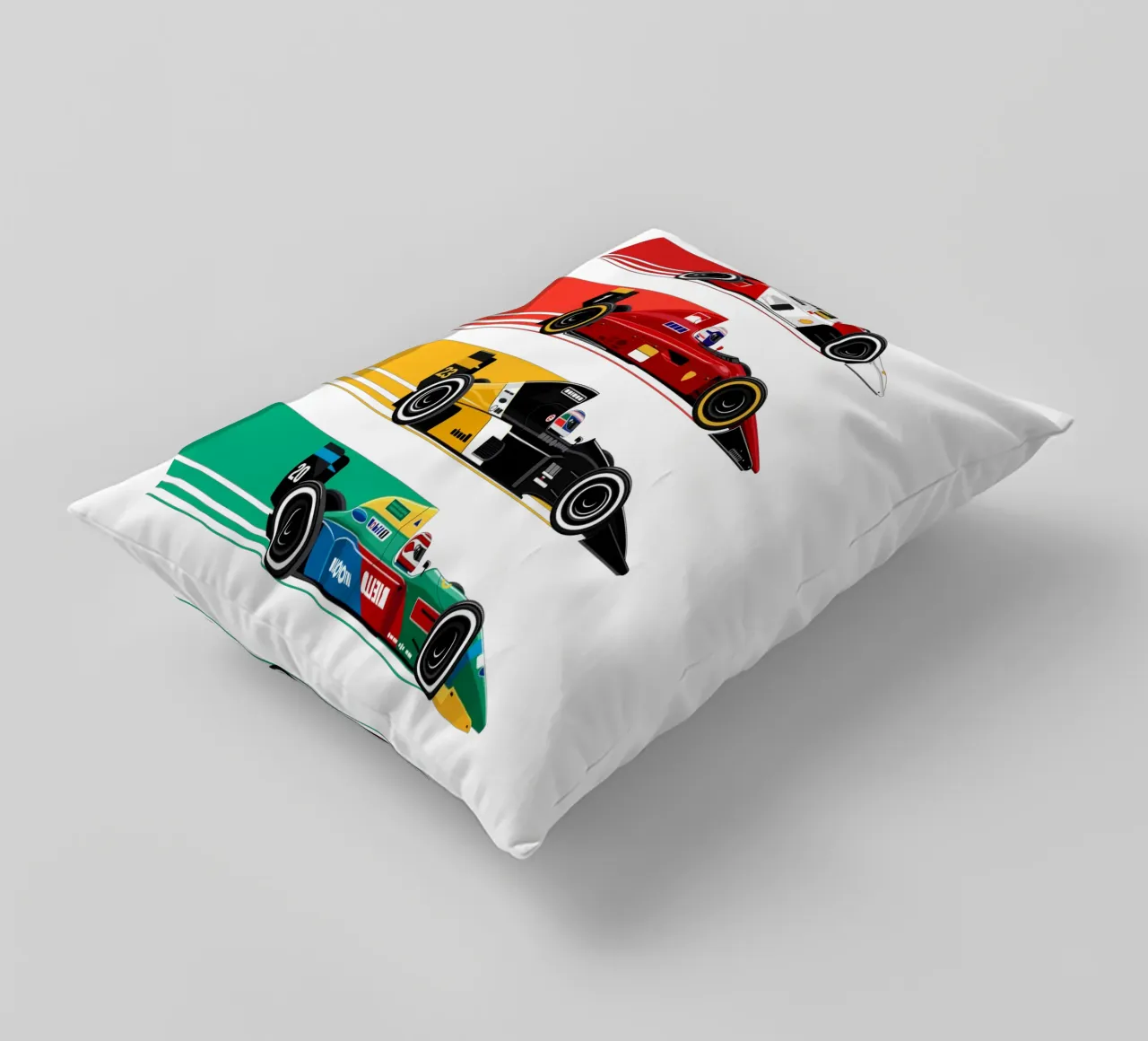 Auto da corsa di Formula retrò cuscino da Mariel Toigo
