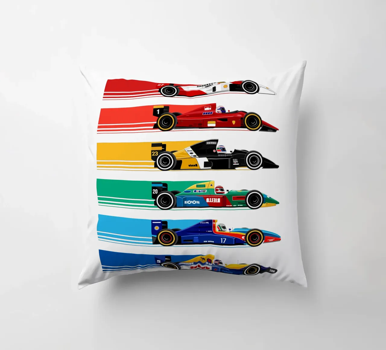 Auto da corsa di Formula retrò cuscino da Mariel Toigo