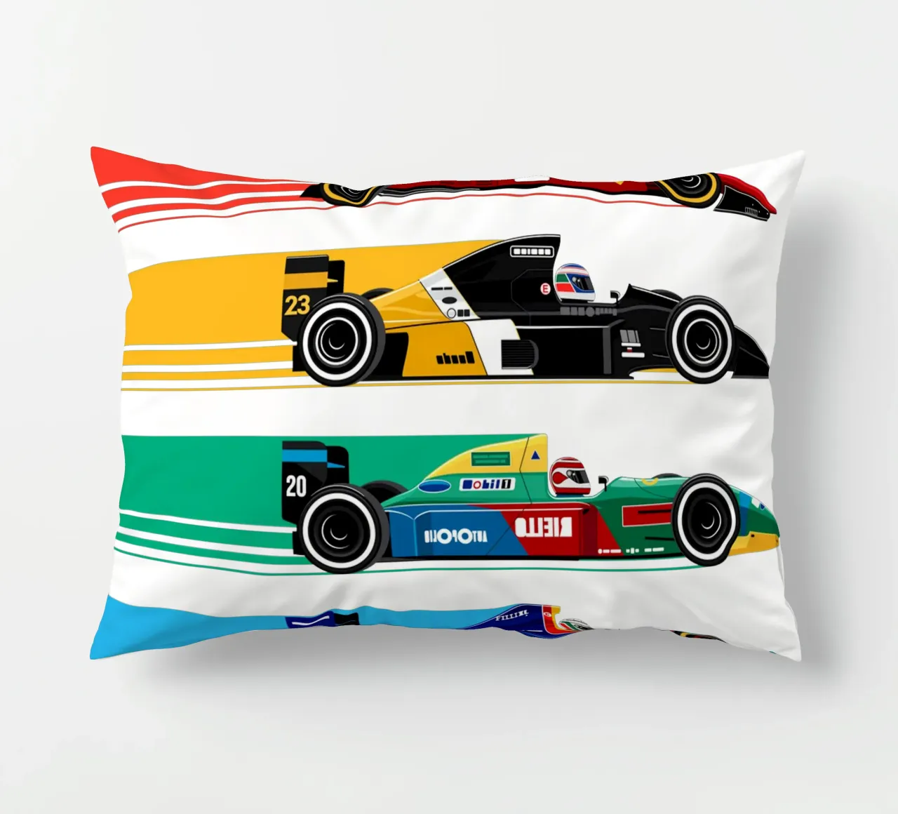 Auto da corsa di Formula retrò cuscino da Mariel Toigo