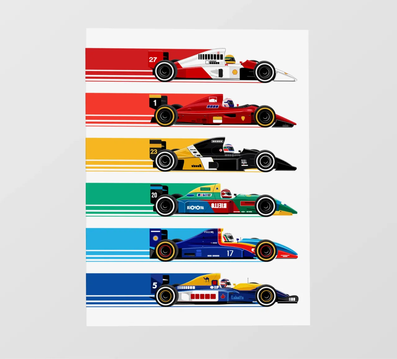 Auto da corsa di Formula retrò pellicola backlit da Mariel Toigo