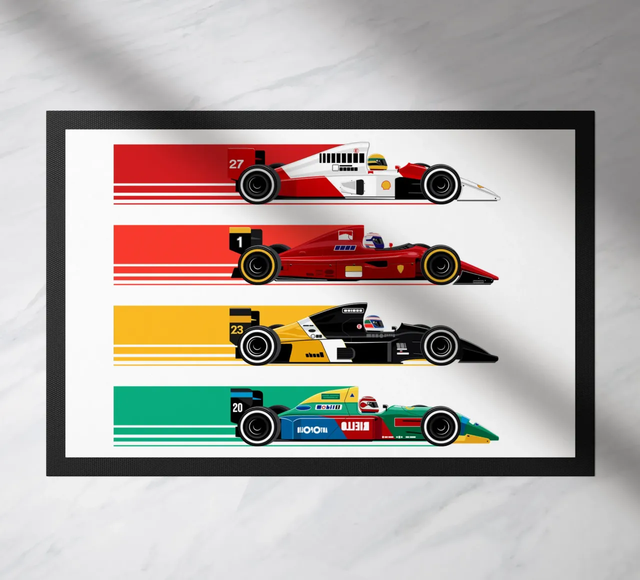 Auto da corsa di Formula retrò zerbino da Mariel Toigo