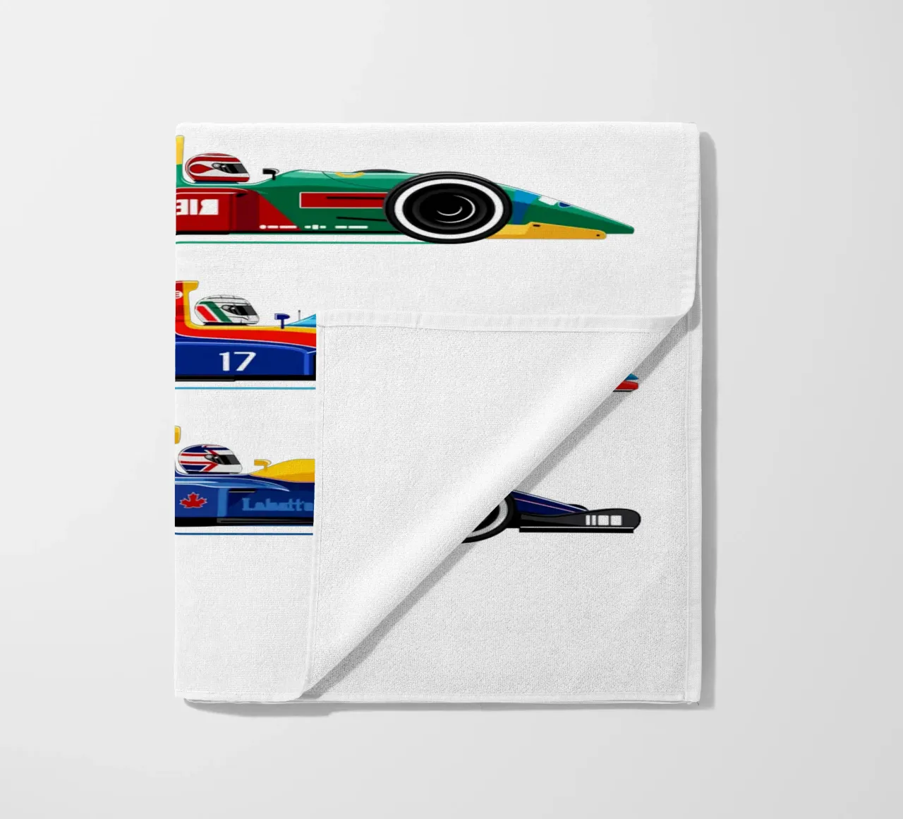 Auto da corsa di Formula retrò telo mare da Mariel Toigo