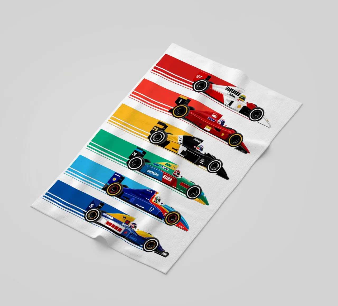 Auto da corsa di Formula retrò telo mare da Mariel Toigo