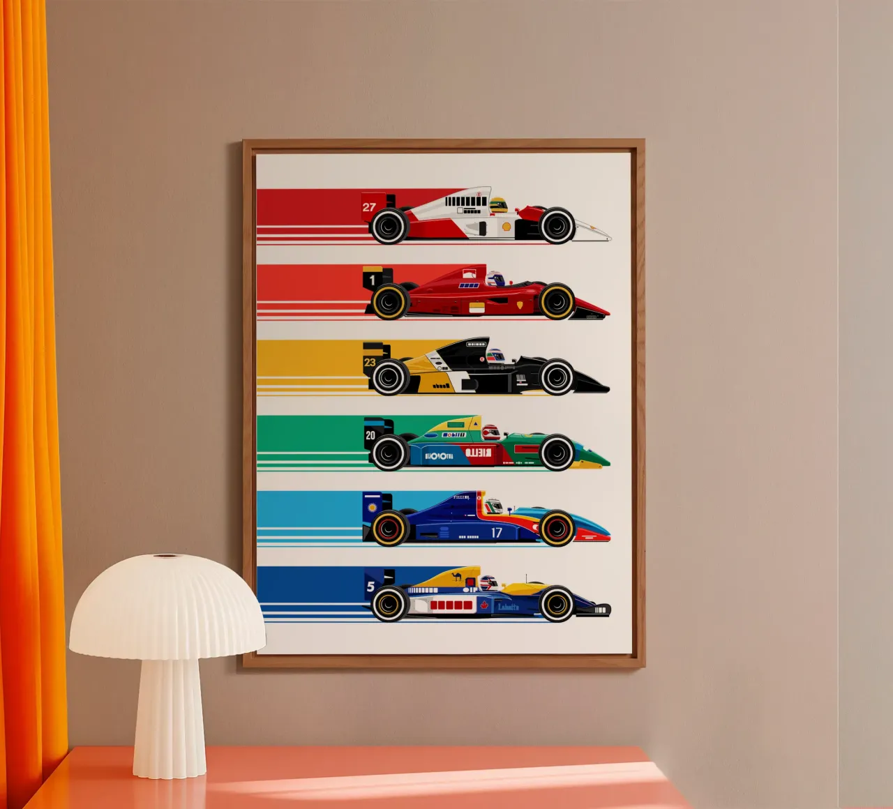 Auto da corsa di Formula retrò alluminio dibond da Mariel Toigo