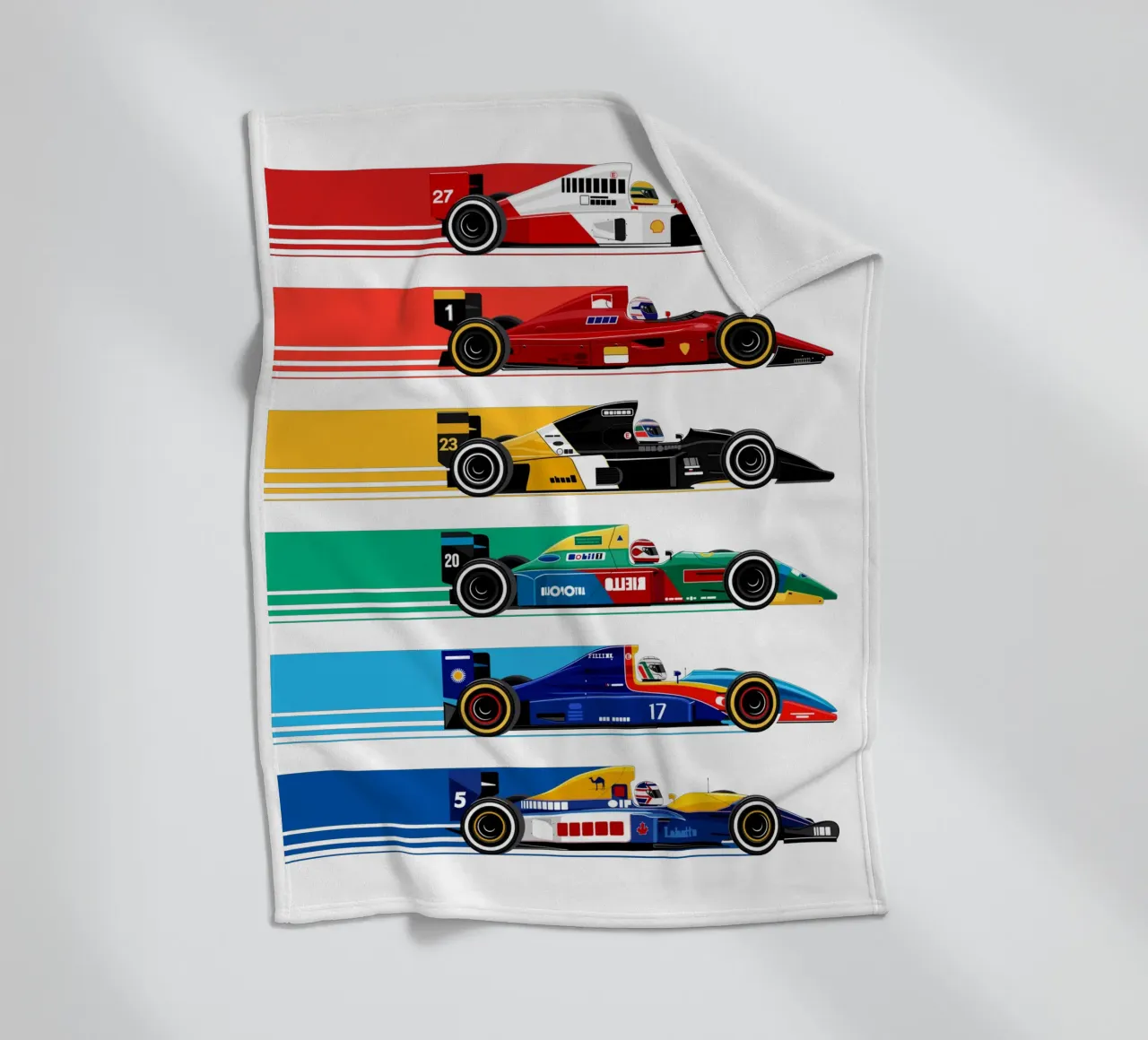 Auto da corsa di Formula retrò coperta in pile da Mariel Toigo