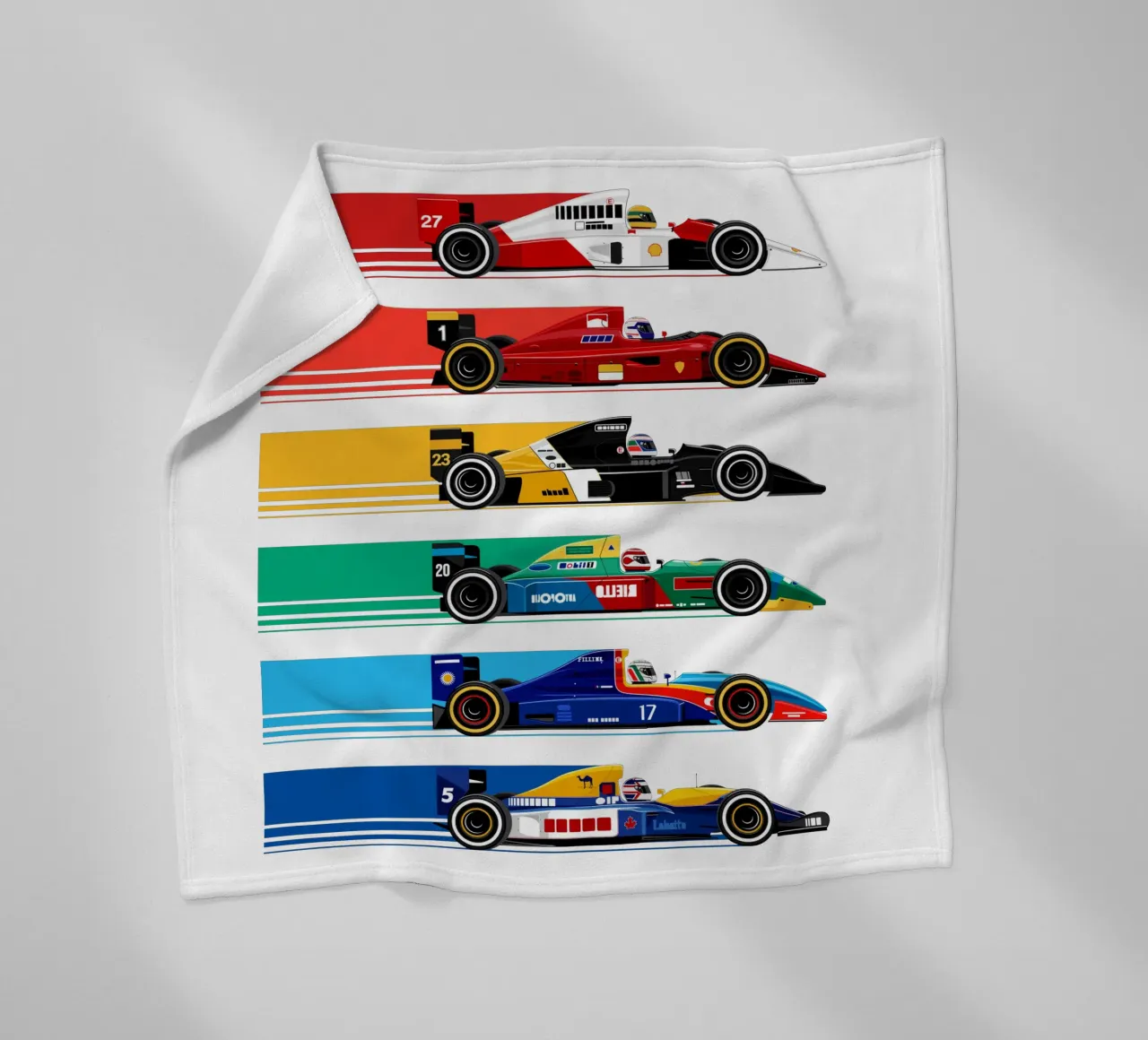 Auto da corsa di Formula retrò coperta in pile da Mariel Toigo