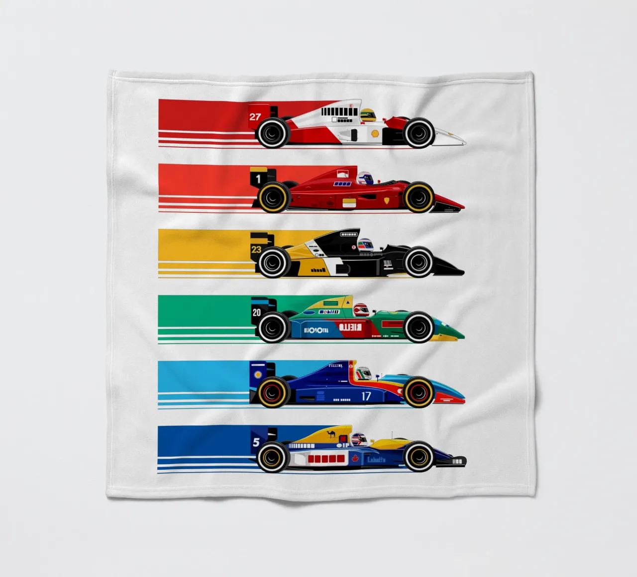 Auto da corsa di Formula retrò coperta in pile da Mariel Toigo