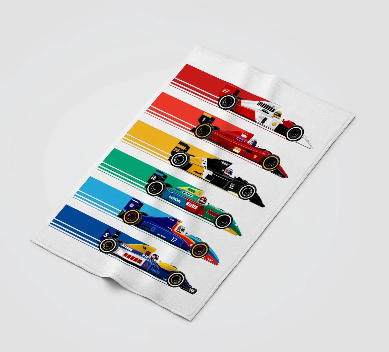 Auto da corsa di Formula retrò coperta in pile da Mariel Toigo